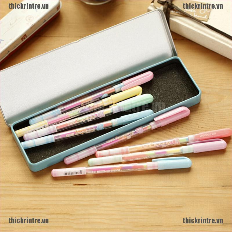 <Hot~new>2pc Cute Highlighter Pen Marker Stationary Point Pen Ballpen 6 Color