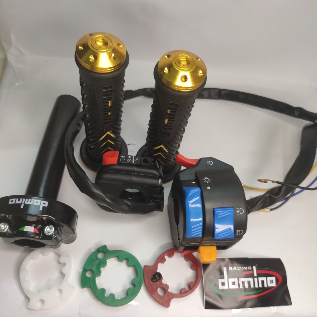 Combo cùm tăng tốc Domino + cùm công tắc Fz + cùm On Off + bao tay Domino