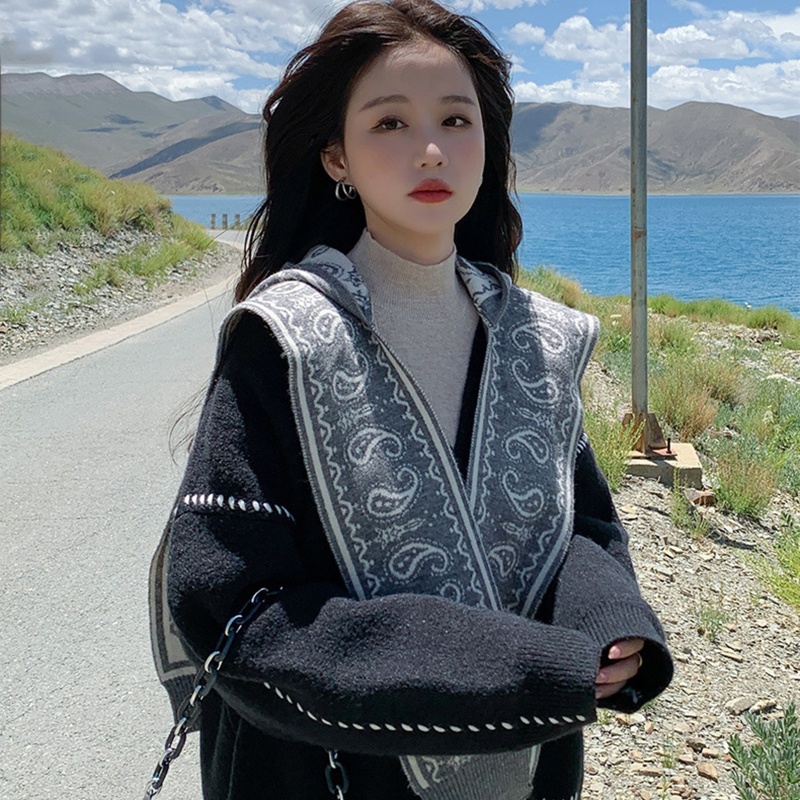 Mũ Trùm Đầu Kiêm Khăn Choàng Cổ Đan Móc In Hoạ Tiết One Piece Thời Trang Cho Nữ