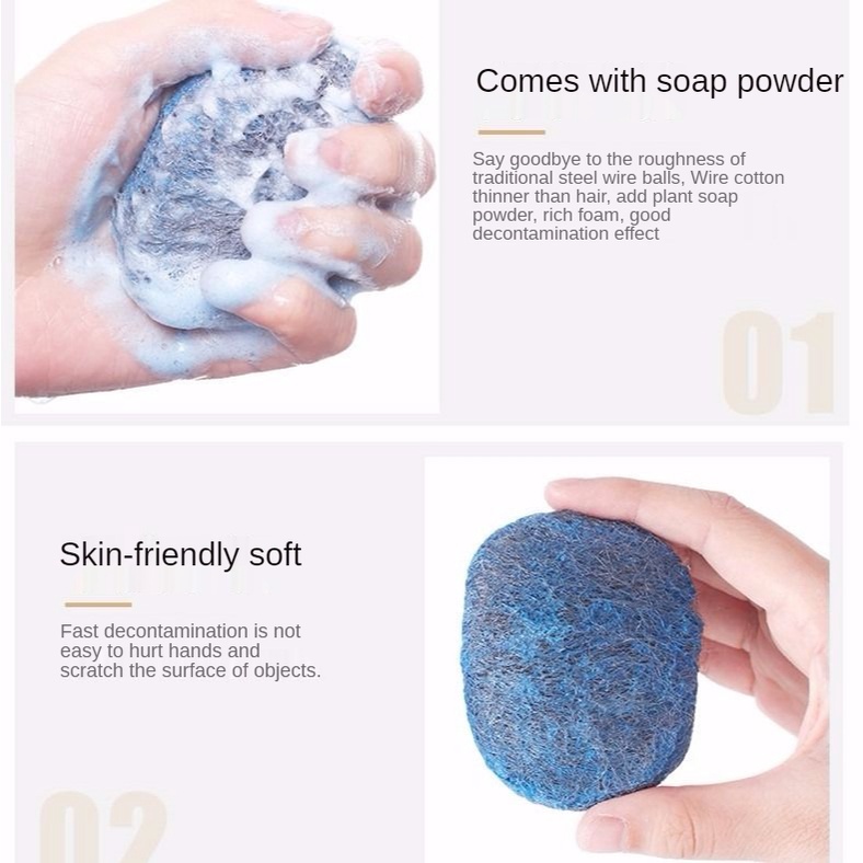 Dụng Cụ Rửa Chén Hình Quả Bóng Bằng Sợi Thép Có Bột Xà Phòng