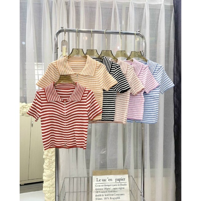 Áo thun Sọc cổ bẻ khoá kéo 2 ĐẦU cực chất (A15)