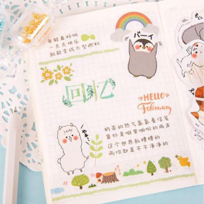 Bộ 46 Sticker Hàn Quốc hình con vật dễ thương dán trang trí E28