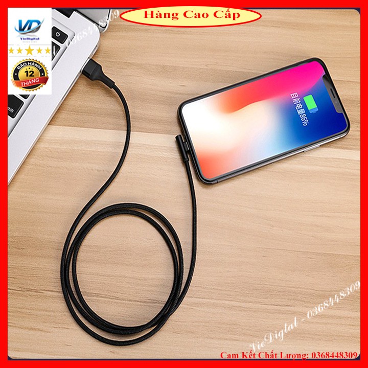 Cáp Sạc Nhanh IPhone chuyên dụng gaming đầu ngang có đèn led ,bọc dây dù Chống Đứt Gãy [ Bảo hành 6 tháng ]