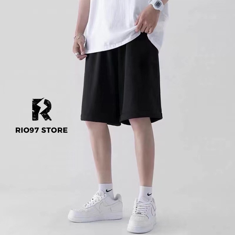 Quần Short Thun Basic Trơn Đen RIO97 STORE Thun Poly Mềm Mịn, Thể Thao Trẻ Trung Năng Động