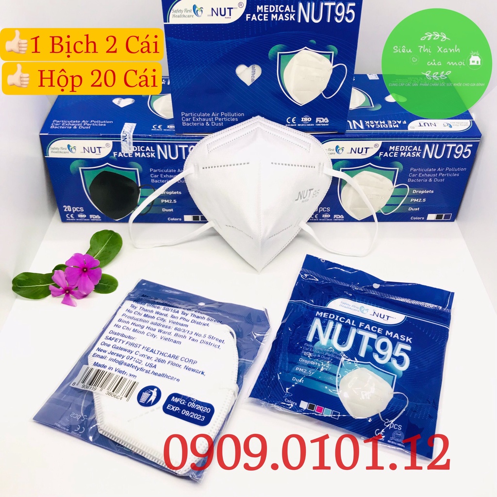 Khẩu trang n95 Nut chính hãng, kn95 5 lớp kháng khuẩn cao cấp hộp 20 cái