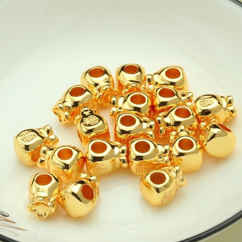 Charm Túi Vàng bằng Bạc dùng mix vòng tay cao cấp