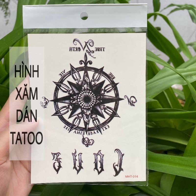 Hình xăm la bàn chữ Love chất ngầu MHT14 size bàn tay to &lt;12x16cm. Boss tatoo - xăm dán tạm thời