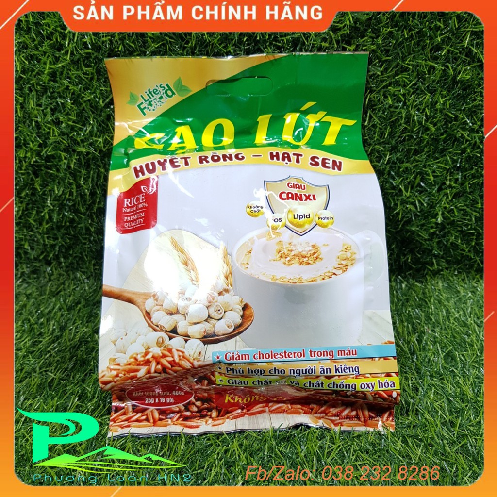 Bột ngũ cốc gạo Lứt huyết rồng hạt sen uống liền - bịch 400g (16gói x 25g) - Phù hợp cho người ăn kiêng