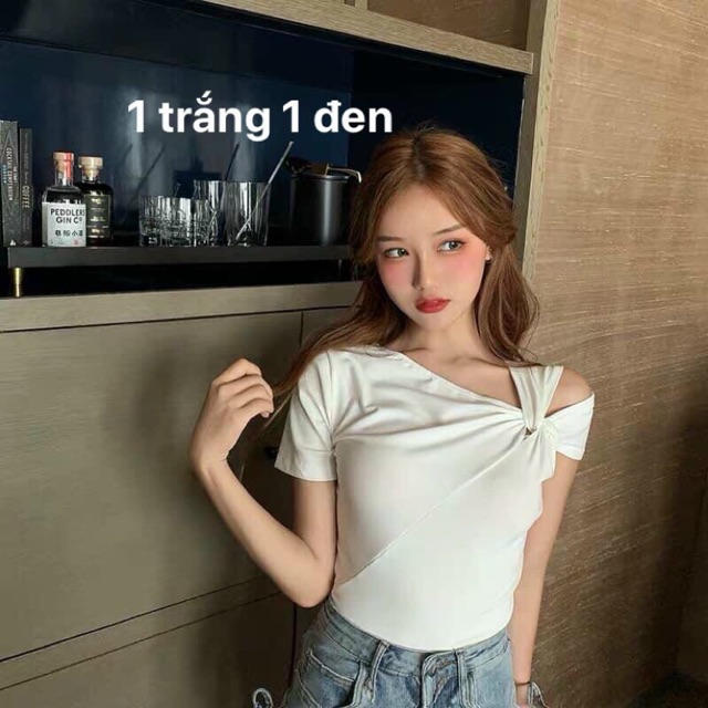 [ Mã WASTAPR giảm 10K đơn 50K] ÁO KIỂU LỆCH VAI + HAI DÂY ( ảnh chụp thật)