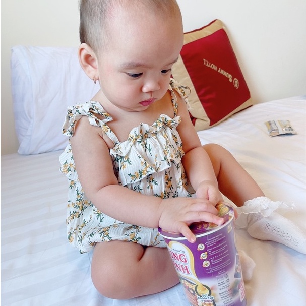 Đồ sơ sinh, bodysuit 2 dây hoa kèm tuban bé gái sơ sinh 1 2 tuổi MINTSCLOSET- BS6038 - BS6062