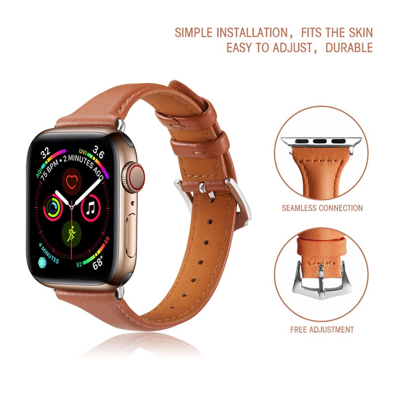 Dây Đeo Bằng Da Thật Kiểu Dáng Thể Thao 38Mm 42Mm 42Mm Cho Apple Watch 7 SE 6/5/4/3/2/1 38Mm