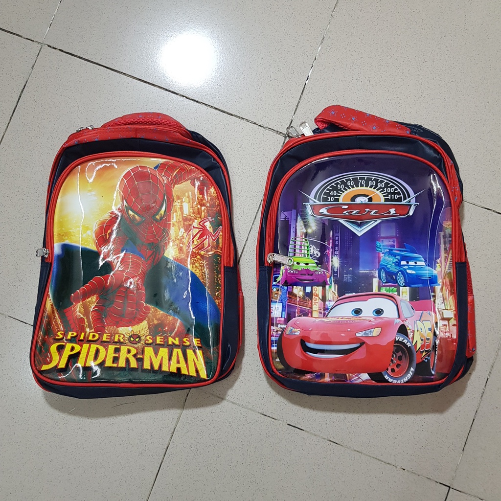 Balo đi học cỡ trung lớn  hoạt hình elsa pony spiderman xe hơi siêu nhân cho bé từ 5-10 tuổi