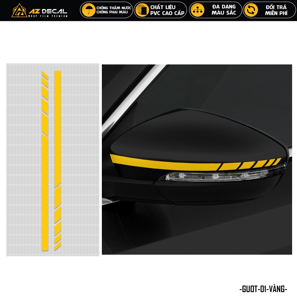 Decal Gương Chiếu Hậu Phản Quang Ô Tô Thiết Kế Cá Tính | GUOT01 | Tem Dán Gương Xe Hơi Oto Chống Nước Dễ Dán