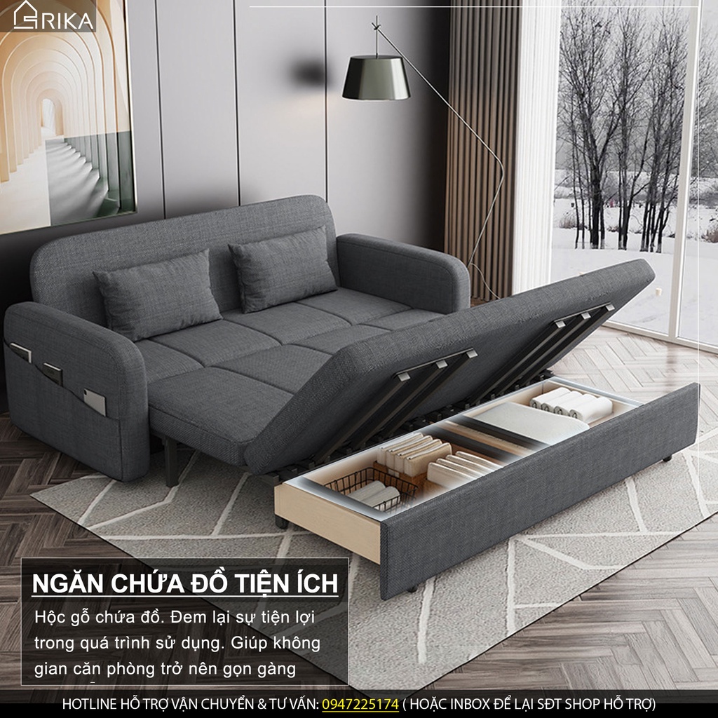 Ghế sofa giường nằm , giường sofa gấp gọn sofa giường thông minh có ngăn kéo để đồ tiện lợi RIKA SB01PC