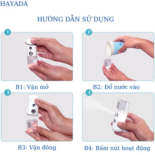 Máy Phun Sương Mini Cầm Tay Tạo Ẩm Xông Hơi Mặt Tinh Dầu NaNo Cấp Nước Cho Da