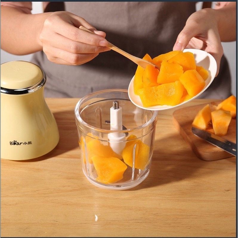 Máy Xay Đồ Ăn Dặm Cho Bé, Xay Sinh Tố, Xay Thịt Đa Năng Bear QSJ-B02U2 Dung Tích 0.6L Hàng Chính Hãng