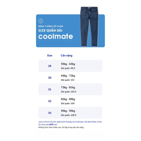 Quần Jeans nam Coolmate Basic Slim Fit khoá kéo co dãn CW