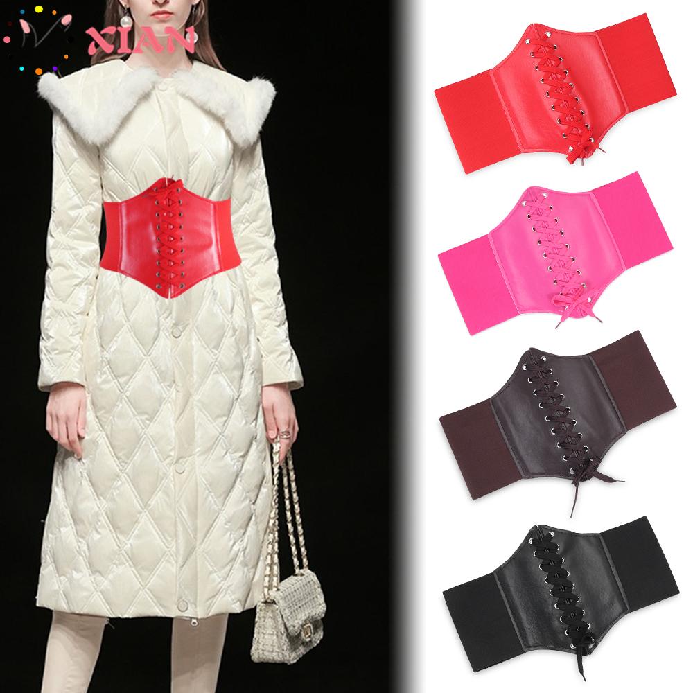 Thắt Lưng Da PU Bản Rộng Co Giãn Nhiều Màu Sắc Thời Trang Cho Nữ