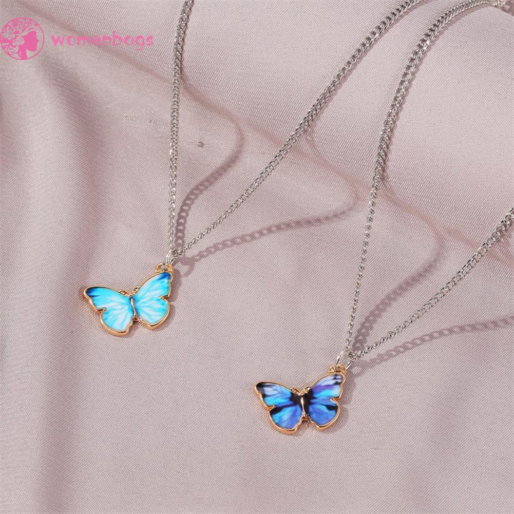 Dây chuyền choker mặt hình bướm bằng kim loại dành cho bạn gái đeo khi dự tiệc cưới/đi du lịch