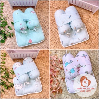Bộ chặn bông và gối lõm đầu chống bẹp đầu cho bé sơ sinh