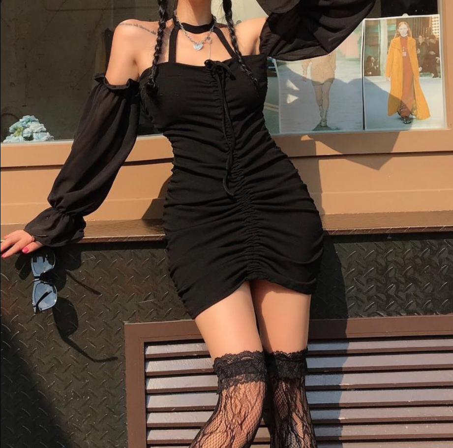 Đầm Chiffon Hở Vai Kiểu Hàn Quốc Thiết Kế Xinh Xắn Cho Nữ