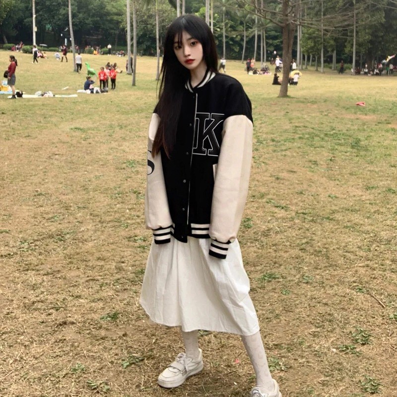 Áo Varsity Jacket - Chất vải nỉ cotton dày đẹp - form bao to cho nam nữ dưới 65kg - Hình thêu nổi sắc nét | BigBuy360 - bigbuy360.vn