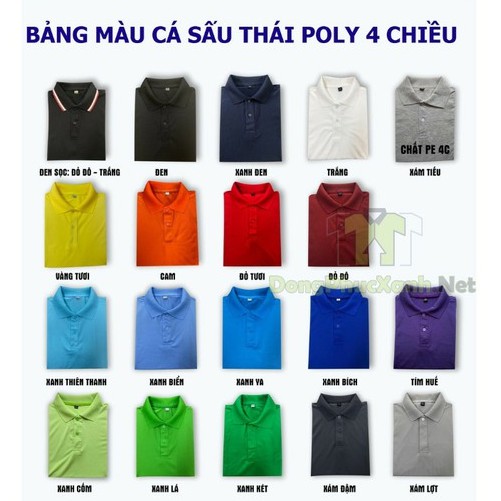 Áo thun trơn cá sấu poly. dày. mịn. không xù. Nam nữ cùng size