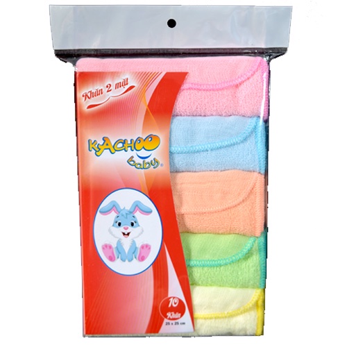 Bịch 10 khăn sữa 2 mặt 100% coton cho bé 25x25cm KACHOOBABY