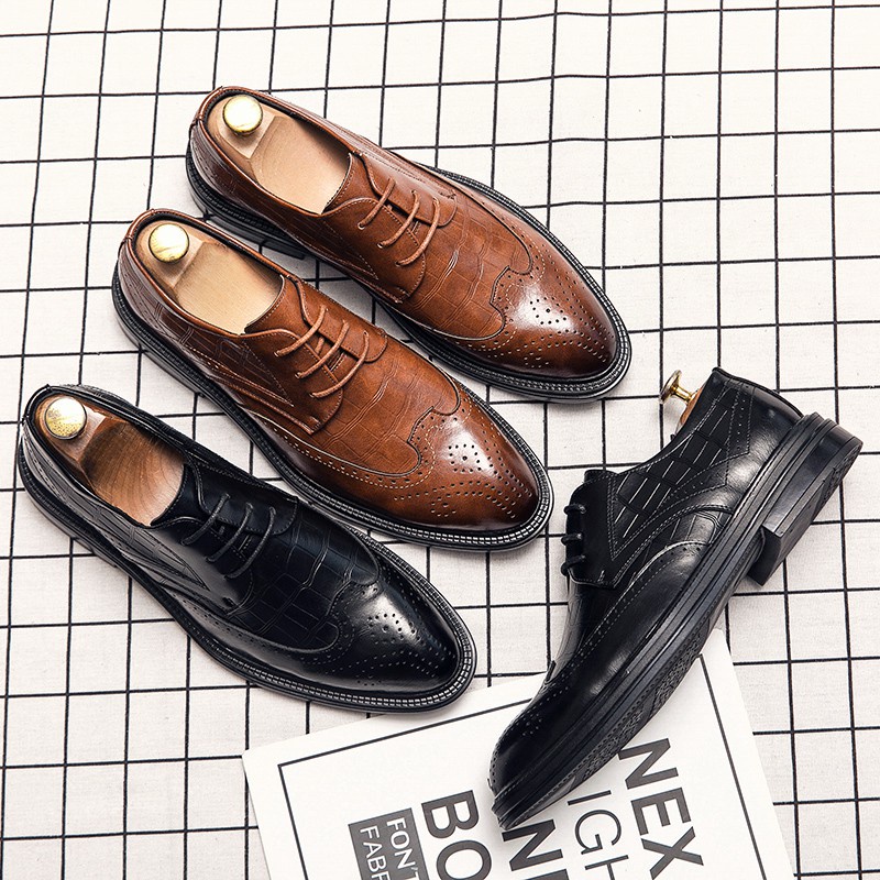 Giày Da Mũi Nhọn Phong Cách Anh Quốc Sang Trọng Cho Nam