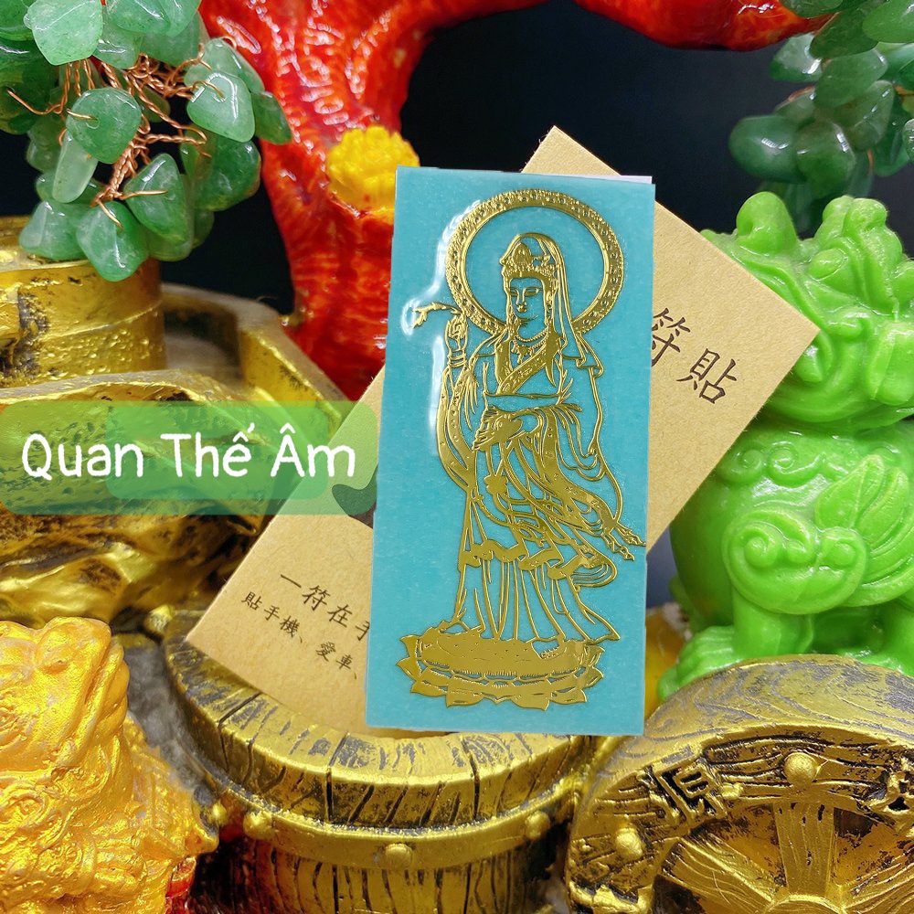 Miếng dán điện thoại QUAN THẾ ÂM linh phù tài lộc, ý nghĩa phong thủy,  miếng dán điện thoại phong thuỷ đẹp lung linh
