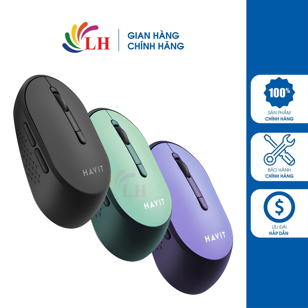 Chuột không dây Havit MS78GT - Hàng chính hãng - DPI 1200 - 3200, công nghệ không dây 2.4GHz, thiết kế gọn gàn
