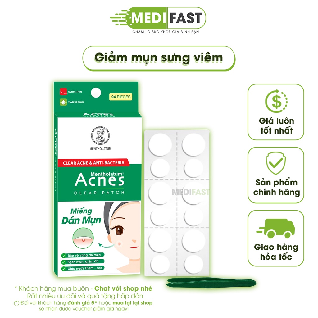 Miếng Dán Mụn - Acnes Clear Patch - Chăm sóc da - Ngăn ngừa mụn - giảm mụn sưng đỏ, mụn ẩn, bọc, kháng khuẩn