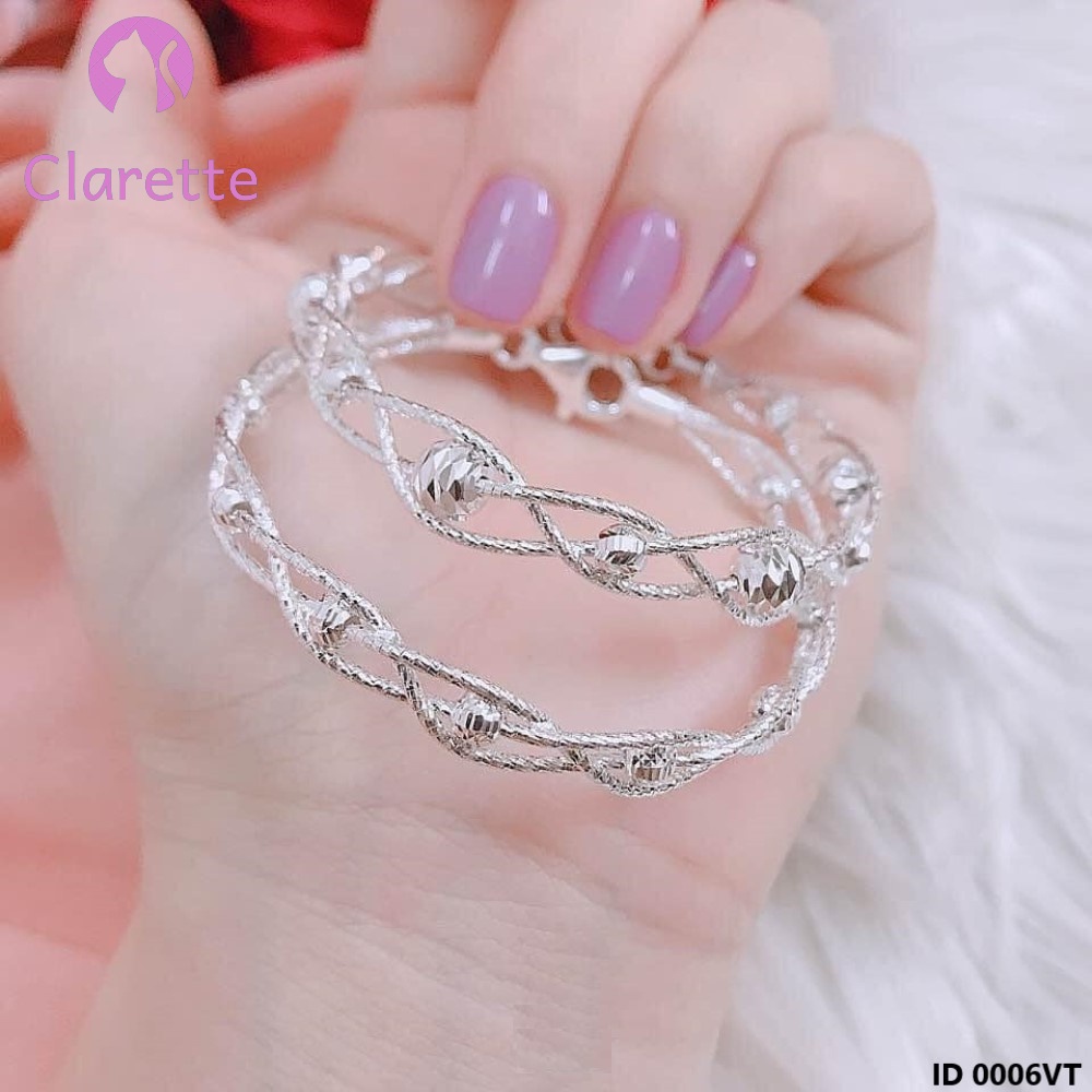 Vòng tay bạc xoắn mix bi Clarette 0006VT