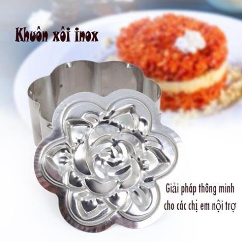 KHUÔN XÔI INOX IN HÌNH HOA HỒNG