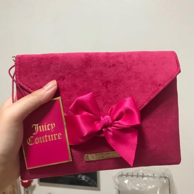 [ Gift Hãng 100% ] Túi đeo chéo Juicy Couture nền hồng khóa nơ