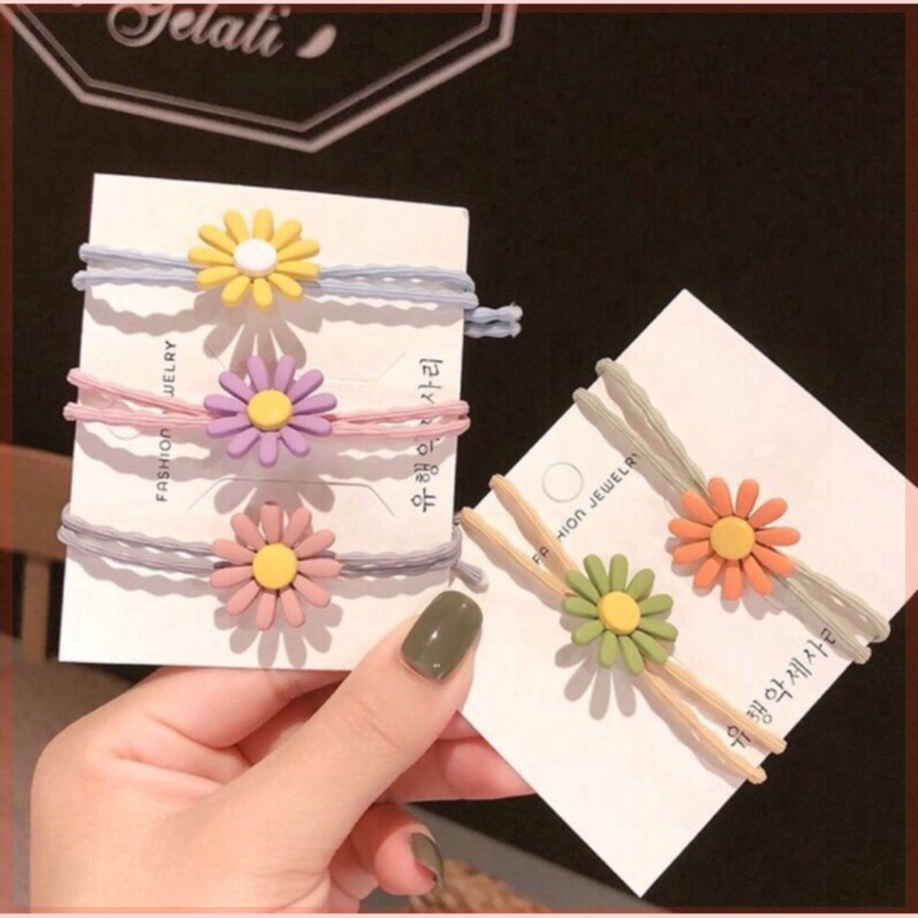 Dây buộc tóc hàn quốc hoa cúc nhí hot trend chun đôi cực bền siêu co dãn LILIKIDS PK01