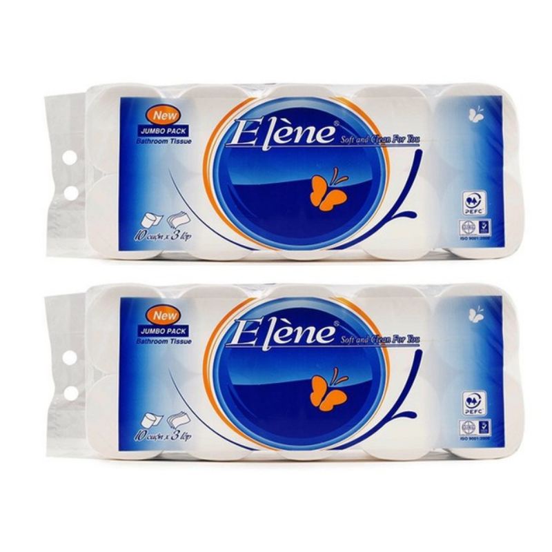 [Combo 2 bịch] Giấy vệ sinh elene bịch 10 cuộn 3 lớp giấy siêu dai bịch 1,6kg