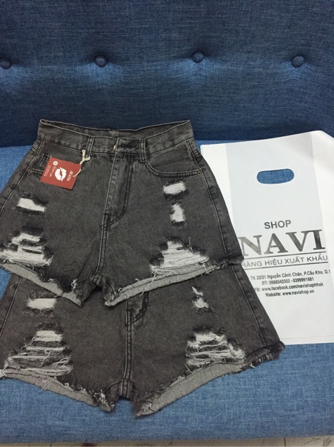 Quần short jean nữ lưng cao