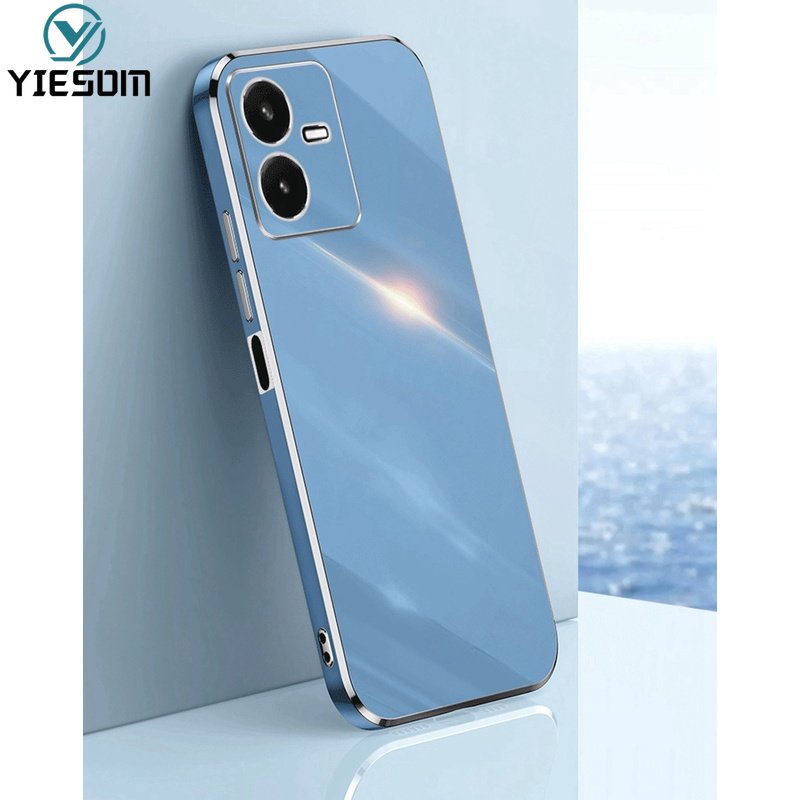 Ốp Điện Thoại Silicon Dẻo Viền Vuông Mạ Vàng Sang Trọng Chống Sốc Cho Vivo Y22 Y22S 2022 Y02S Y16 Y35 4G
