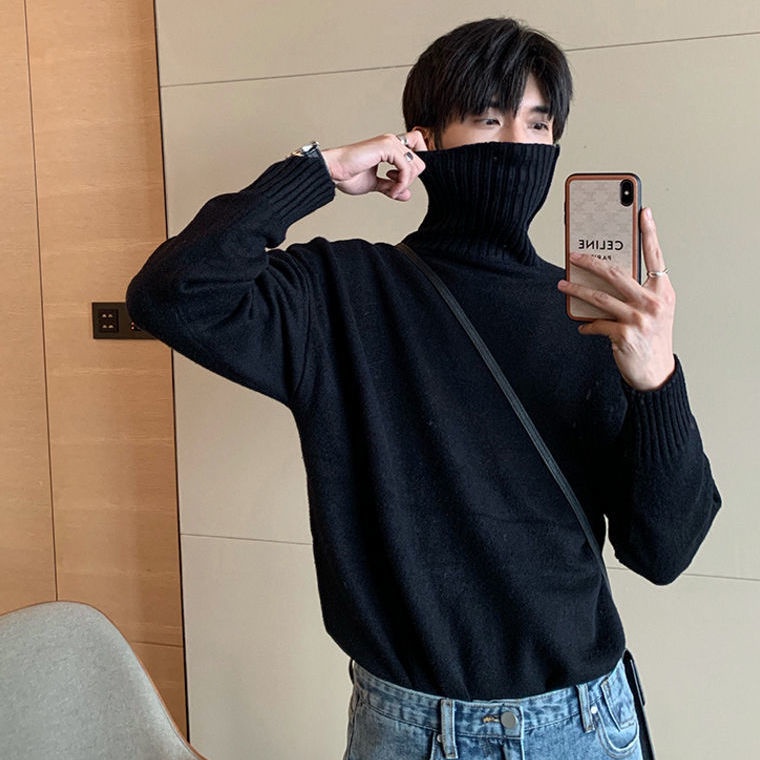 Áo Sweater Dệt Kim Cổ Cao Màu Sắc Đơn Giản Thời Trang Mùa Thu Cho Cặp Đôi