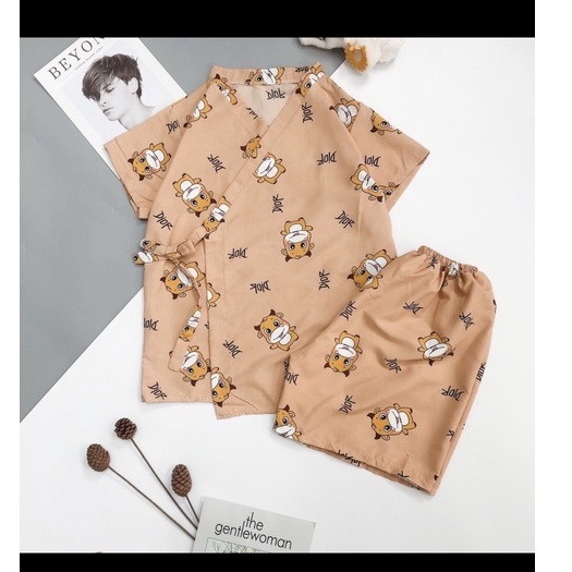 Set bộ đùi Bộ kimono cộc tay nhiều họa tiết nữ set đồ ngủ pijama quần short kèm áo thun ngắn buộc dây kate Ailee
