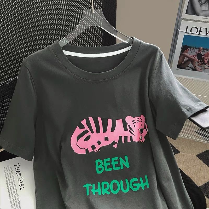 Đầm Thun Tay Ngắn Dáng Rộng In Họa Tiết Thời Trang Mùa Hè Hàn Quốc Hàng Mới Cho Nữ