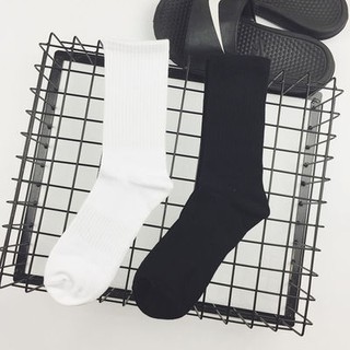 Tất Unisex - tất nam nữ cổ cao màu trơn Trắng, Đen - 029