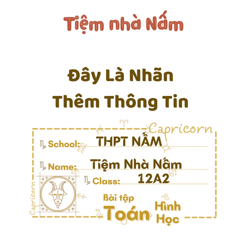 Combo Nhãn Vở Thiết Kế Theo Môn Học– Cung Hoàng Đạo Ánh Vàng