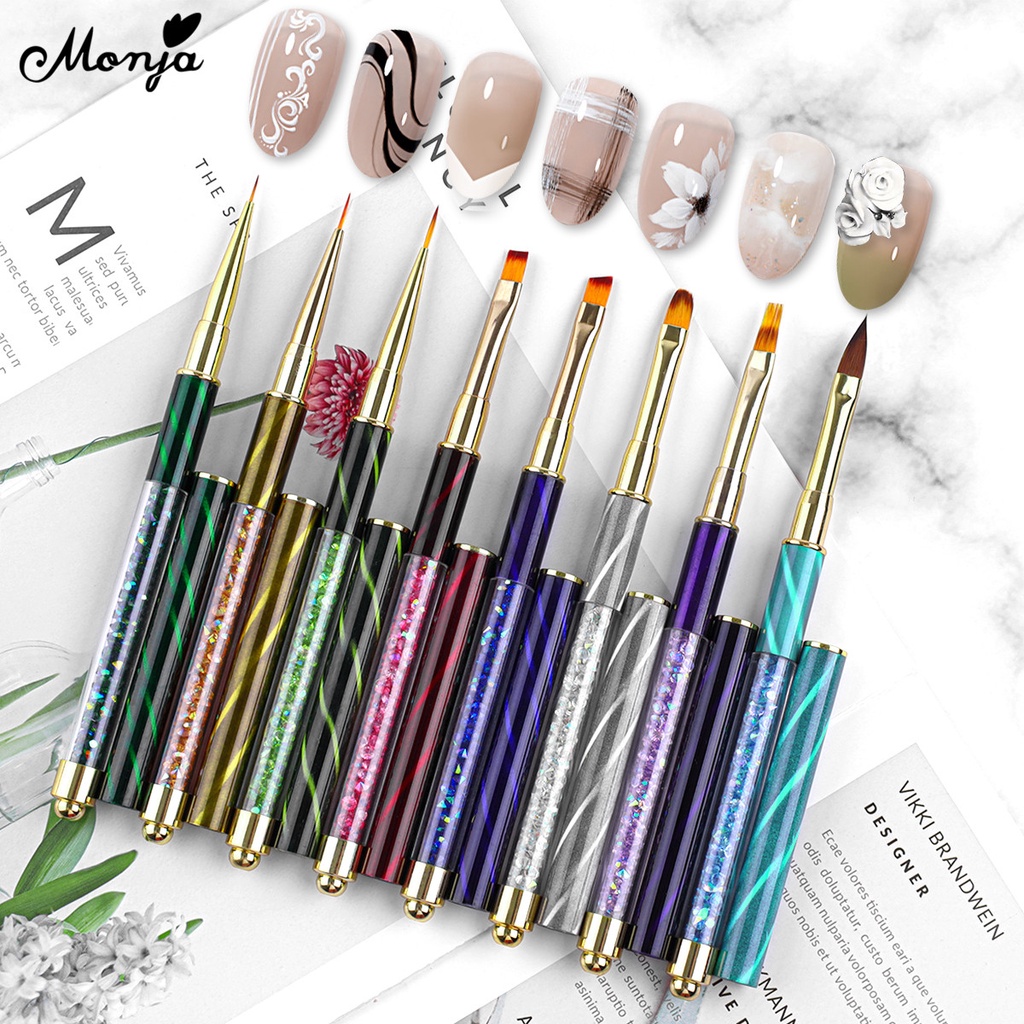 Monja Nail Art French Stripes lines Liner Brush 3D Flower Paint Drawing Pen