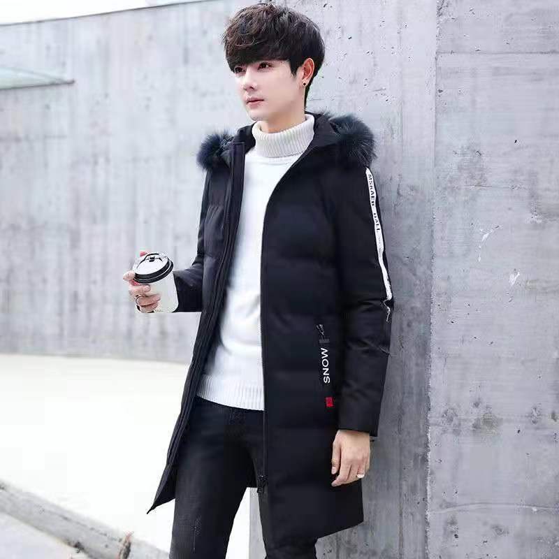 (BL006)Áo khoác phao nam dáng dài mũ lông ấm áp đón đông về phối đường kẻ trẻ trung cá tính | BigBuy360 - bigbuy360.vn