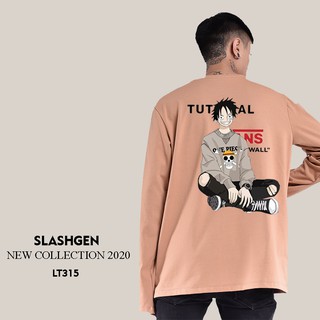 Áo Thun Nam LT315 Dài Tay Luffy Mặc Hoodie Đầu Lâu Khoanh Chân Sau Lưng