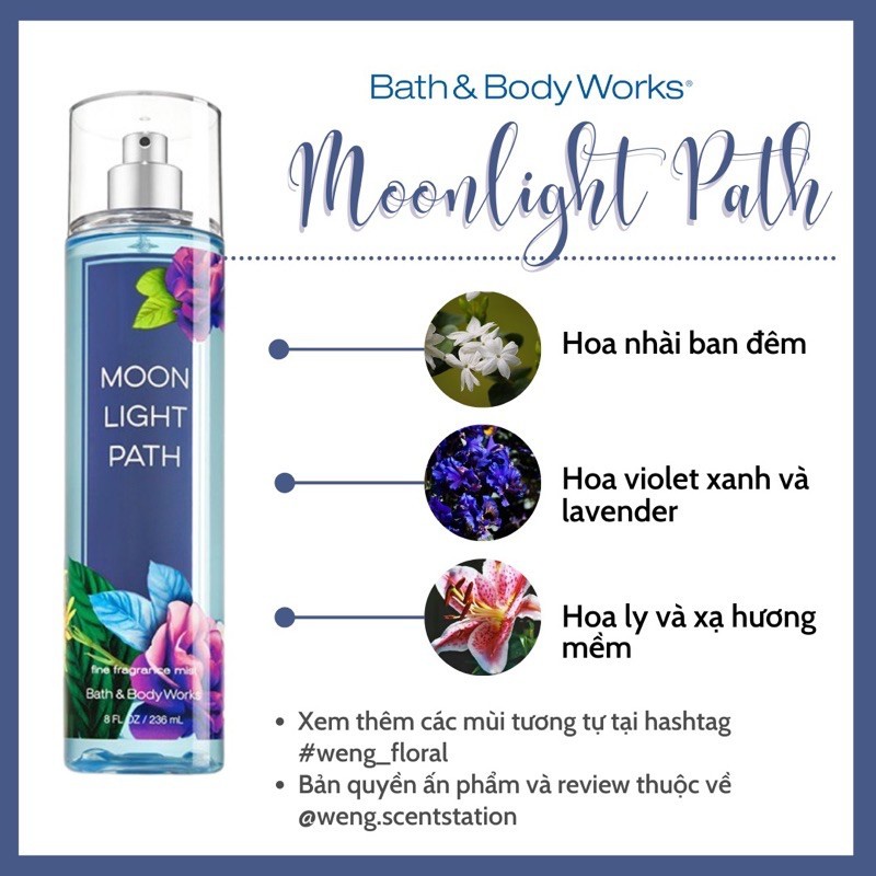 Xịt thơm toàn thân Bath &amp; Body Works mùi Moonlight Path