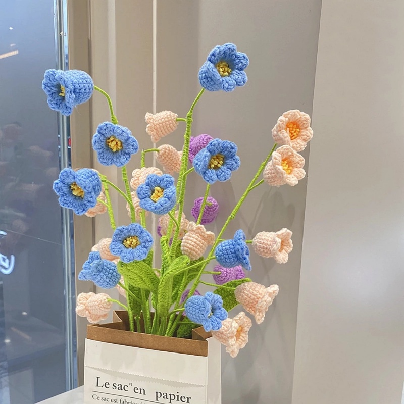 Bó Hoa Hướng Dương / Hoa Hồng Giả Bằng Cotton Đan Tay Lãng Mạn Trang Trí Tiệc Cưới