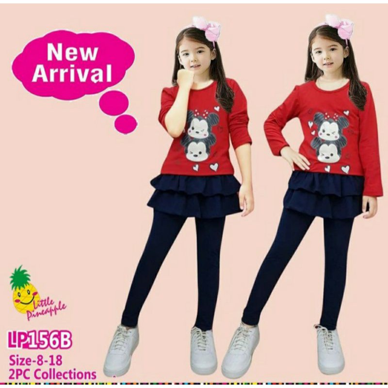 Bộ áo thun đỏ thời trang cho bé gái 6-11 tuổi